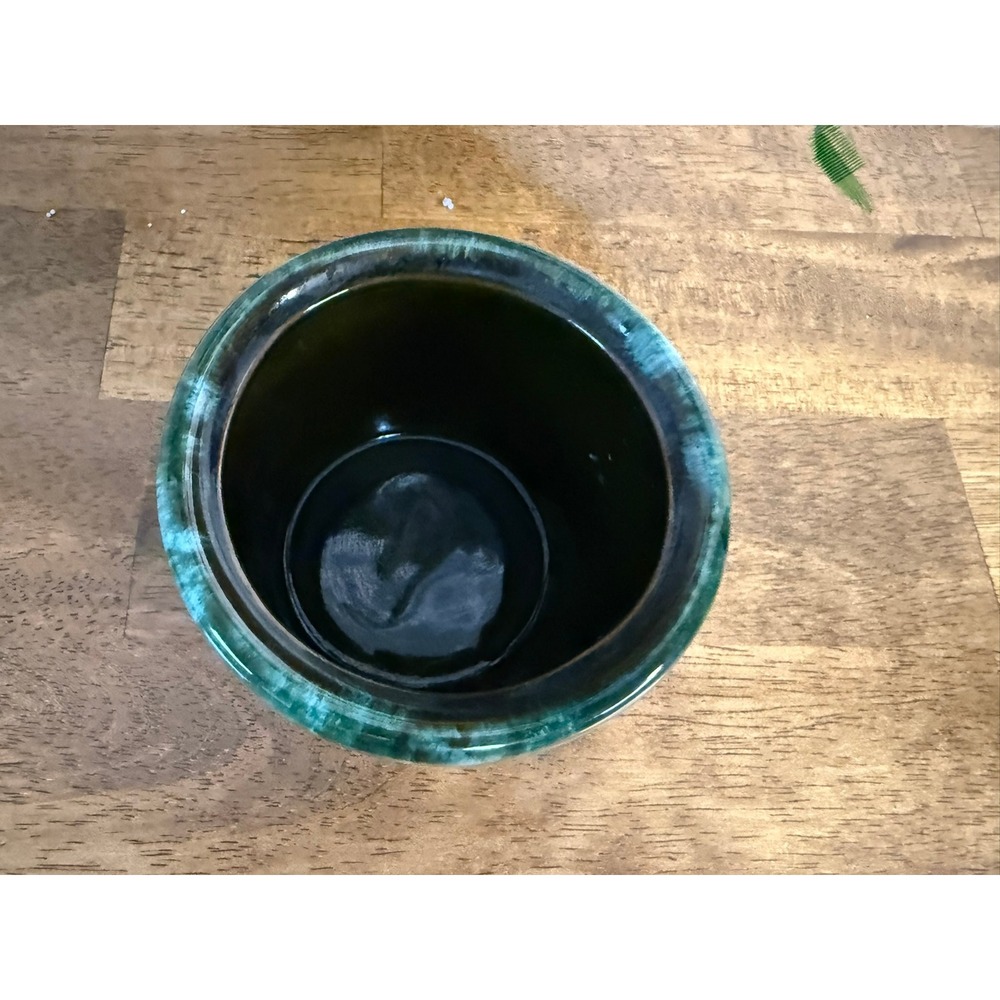Blue Mountain Pottery Square Rim Bowl Green Black Drip Glaze MCM Canada Vintage - Picture 3 of 7